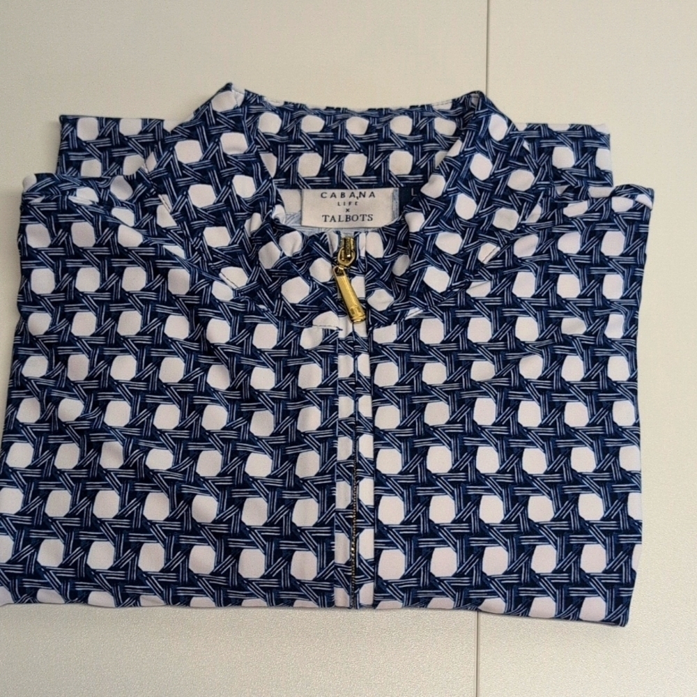 Cabana Life® X Talbots Half Zip Sportshirt - Playful Palms NWOT Size Large - Picture 11 of 11